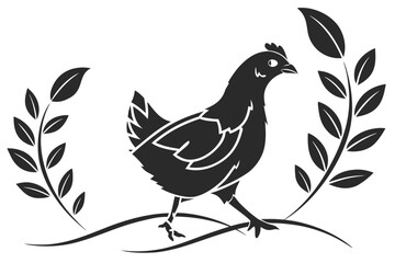 Minimalist black chicken silhouette vector art