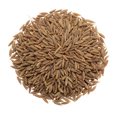 Pile of cumin seeds, close up, food ingredient isolated on transparent background