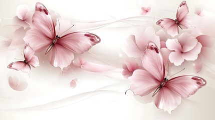 Delicate pink butterflies and flowers in a dreamy, ethereal design.