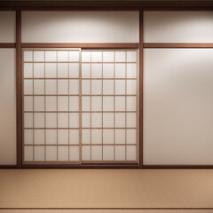 Tokonoma wall design Living room interior cleaning room Japanese traditional style. 3D rendering
