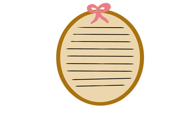 Cute oval notepad with pink bow and lines