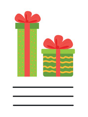 Simple Christmas and New Year card with holiday symbols and space for inscription.