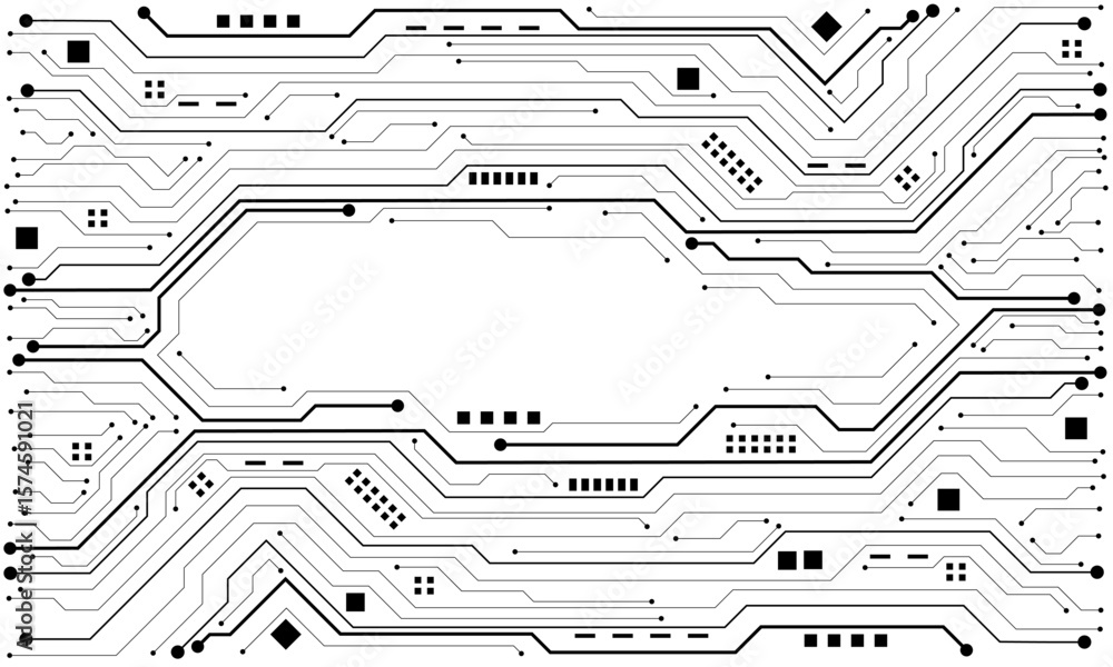 Poster abstract black circuit board technology connected lines electronics elements computer motherboard ch