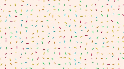 colorful sprinkles pattern on white background animation, birthday and party celebration motion design element	