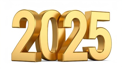 Gold 3D numerals 2025