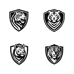 Tiger Shield logo icon design illustration