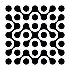Metabol, biotech molecule. Black pattern - cells, DNA, neurons on white background. Set of elements isolated on white background.