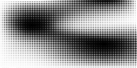 Grunge halftone gradient background. Faded grit noise texture. White and black sand wallpaper. Retro pixelated backdrop. Anime or manga style comic overlay. Vector graphic design textured template