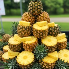Golden Pineapple Pyramid Outdoor Display