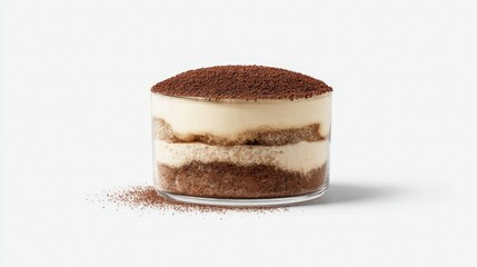 A delicious layered dessert featuring creamy mascarpone and cocoa powder, presented elegantly