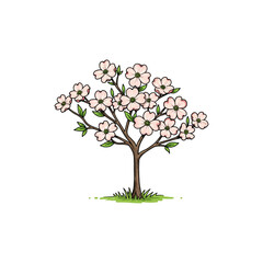 Fototapeta premium Colorful Dogwood Tree Icon with No White Background
