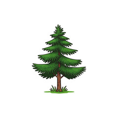 Colorful Icon of Pacific Yew Tree with No White