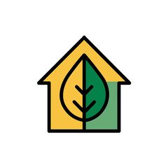 Eco house icon represents sustainability indoors minimalistic
