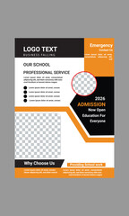 School admission flyer template design. Kids school design for poste A4.