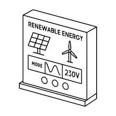 Renewable energy system solar panel wind turbine diagram illustration clean power sustainable future device