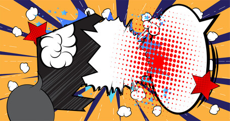 Cartoon poster background, comic book backdrop. Retro vector comics pop art design.