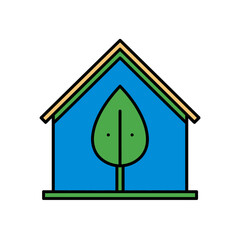 Leafy home showcases nature inside minimalist style illustration