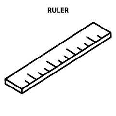 Isolated ruler vector illustration for education design and measurement tool with scale and line art 