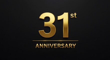 31st anniversary, golden text, in solid metallic black background perfect for premium invitations or celebration banners.
