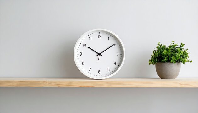 Minimalist clock on a shelf