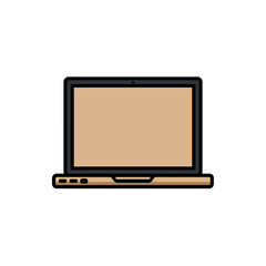 Laptop presents blank tan screen on white background vector