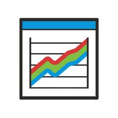 Financial chart displays growth indicator report summary data analysis
