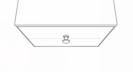 Top view of nightstand with drawer handle detail line art hand drawing in plain white background