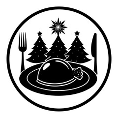Christmas dinner plate icon  perfect for holiday projects, seasonal designs, and microstock downloads in vector format.
