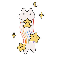 Cat rainbow vector cartoon illustration 