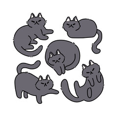 vector set of animals black cat illustration 