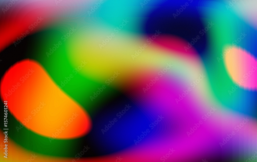 Poster soft, colorful light textures blend into a blurred rainbow spectrum with abstract circles, creating 