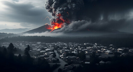 Fototapeta premium Volcanic Eruption Fiery Destruction
