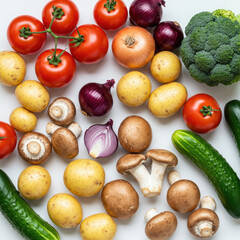 fresh vegetables on white