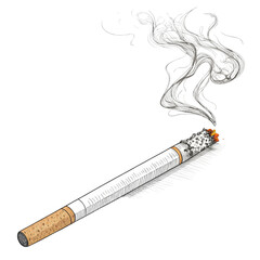 Continuous line drawing of Smoking cigarette on white background