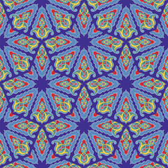 Geometric Seamless Pattern Arabesque. Decorative Asian Folk Seamless Pattern. Ethnic Ornament, Kyrgyz, Kazakhs, Bashkirs, Tatars, Yakut Mongols