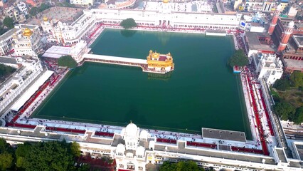 Aerial view of Golden Temple (Harmandir Sahib) Gurudwara