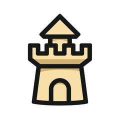 Beige castle stands isolated graphic architecture digital