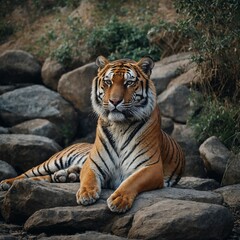 Obraz premium tiger on the rock