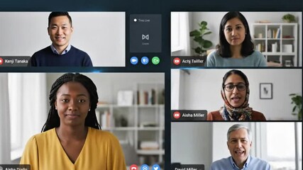 Diverse team in virtual video conference call - Powered by Adobe