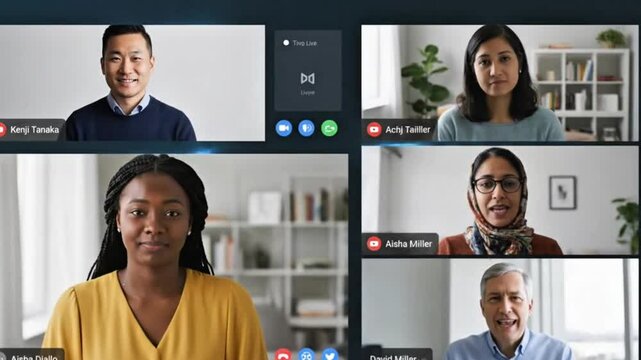 Diverse team in virtual video conference call