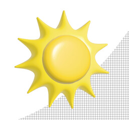 3d Vector Sun realistic illustration. Summer Solar object isolated on white. Minimal cartoon weather sunshine render scene design
