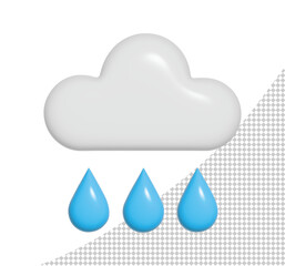 3d weather icon with rain cloud with water drops