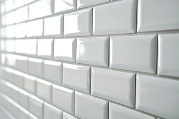 Obraz premium Close-up view of rectangular white ceramic tiles.