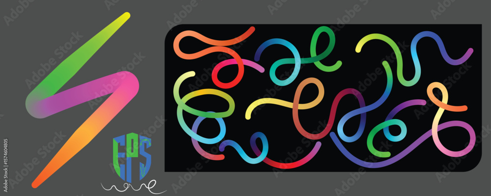 Fototapete minimalist abstract gradient line backgrounds. abstract gradient hand drawn lines set. curved rainbo