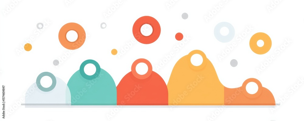 Poster marketing metrics traffic concept. abstract colorful geometric shapes with circles in varying sizes.