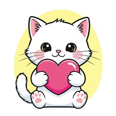 Obraz premium Petit Chaton Mignon au Cœur Tendre, Compagnon Adorable de Joie et de Douceur pour les Enfants et leurs Petits Amis à Poils