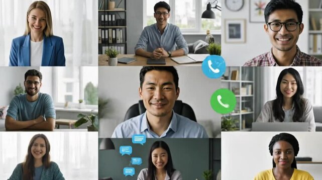 Diverse team in virtual video conference call