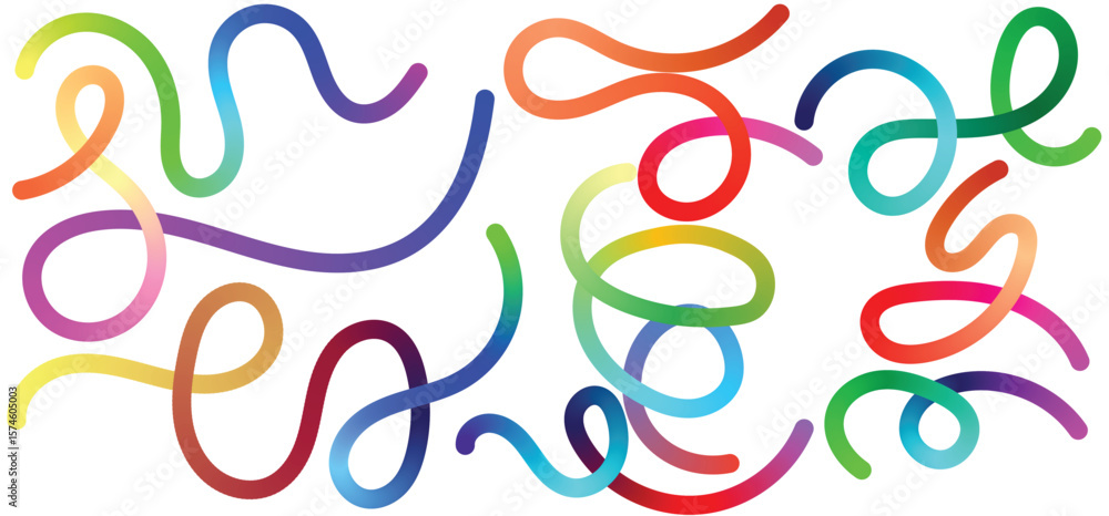 Fototapete minimalist abstract gradient line backgrounds. abstract gradient hand drawn lines set. curved rainbo