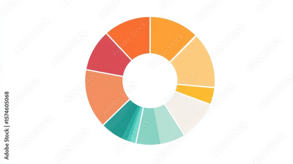 Poster marketing metrics traffic concept. color wheel with various shades arranged in a circular format.