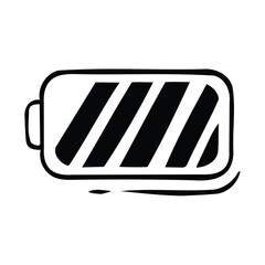 A hand drawn illustration of a battery with charge indicator